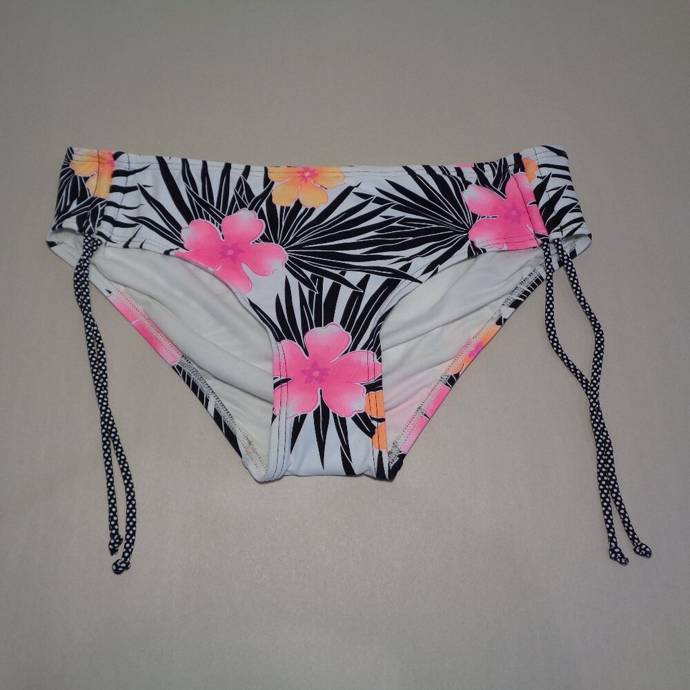 Coco Rave Size Large DRAWCORD CLASSIC Black Multicolor Floral New Bikini Bottom